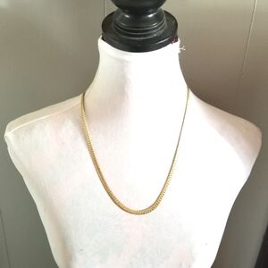 Vintage flat chain necklace gold tone metal Korea Korean